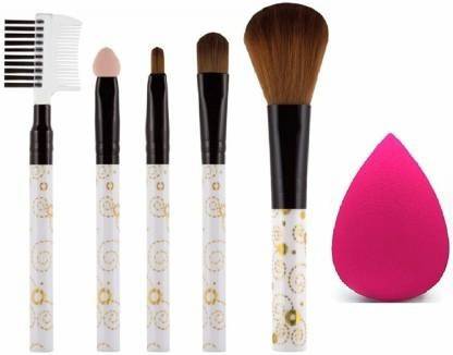 AVEU 5pc Makeup Brush set + Makeup Blender puff Combo (