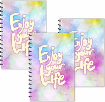 ESCAPER Enjoy Your Life (Ruled - A5 Size - SUPER SAVER Pack of 3 Diaries) Designer Diaries A5 Diary Ruled 160 Pages