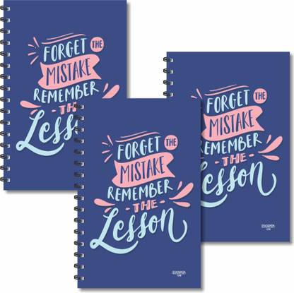 ESCAPER Forget Mistake Remember the Lesson Designer Diaries (Ruled - A5 Size - SUPER SAVER Pack of 3 Diaries) | Designer Notebook | Motivational Diaries A5 Diary Ruled 160 Pages