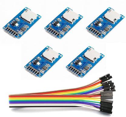 DS Robotics Micro SD Card Module Storage Board 6 pin TF Card Memory Adapter Reader Module SPI Interface Compatible with Arduino with 30Pcs Female to Female Jumper WIre (Pack of 5) Educational Electronic Hobby Kit