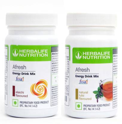 HERBALIFE Afresh Energy Drink Mix - Elaichi & Tulsi Flavor Combo Pack Of 2 PCS With Green Tea Extracts For Fat Loss Combo