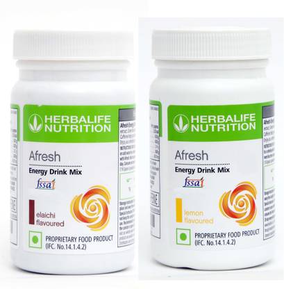 HERBALIFE Afresh Energy Drink Mix - Elaichi & Lemon Flavor Combo Pack Of 2 PCS With Green Tea Extracts For Fat Loss Combo