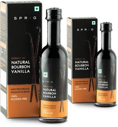 Sprig Extract Of Natural Bourbon Vanilla | Natural Vanilla Extract | Better Than Chemical Vanilla Essence | For Chefs & Home Cooks | Baking & Dessert Making |100% Natural Vanilla | Alcohol Free | Bourbon Processed | 50 Ml (Pack Of 2) Vanilla Liquid Food Essence
