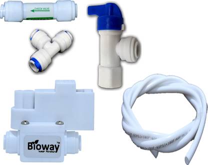 bioway COMBO KIT RO PRESSURE TANK ACCESSORIES COMBO KIT WITH NRV (CHECK VALVE) + TANK VALVE +HIGH PRESSURE SWITCH + 1/4 T ELBOW + TAFLON TAP + 2MTR 1/4 PIPE SUITABLE WITH ALL BRAND RO, RO+UV WATER PURIFIER Ball Valves