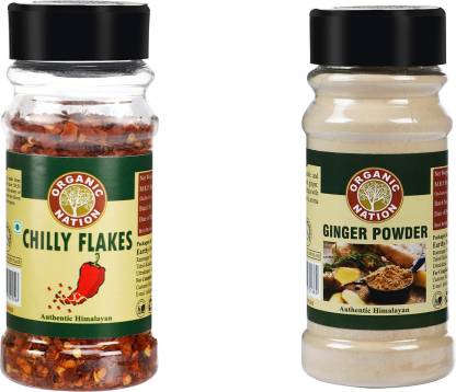 Organic Nation Chilli Flakes And Ginger Powder Combo Pack |Herbs| Seasoning