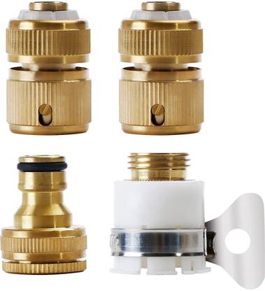 24x7eMall 4 in 1 Hose Connector, Brass Adapter for Tap 1/2 and 3/4 inch. Tap Adapter