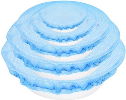 PrettyKrafts Reusable Elastic Food Storage Covers, Net Bowl Covers with Elastic Edging, Stretchable Net Food Wraps, Elastic Covers for Storage Containers- Available in (Free Size,Set of 5) 15 inch Lid Set, Pack of 5
