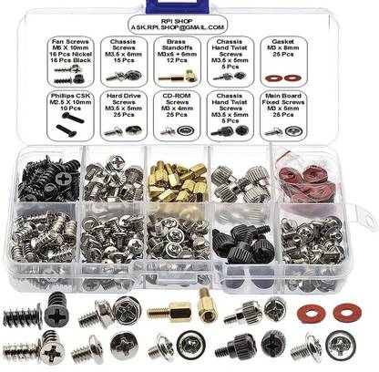 RPI SHOP Nut & Bolt Set - 179 pcs Screw Kit For PC Computer Screw, Standoffs, Screws for Hard Drive, Computer Case, Motherboard, Fan Power Graphics