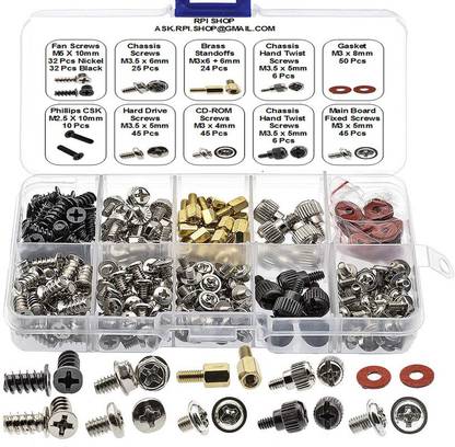 RPI SHOP Nut & Bolt Set - 320 pcs Screw Kit For PC Computer Screw, Standoffs, Screws for Hard Drive, Computer Case, Motherboard, Fan Power Graphics