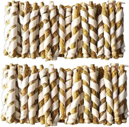 Unik Combo of Real dog's Chicken Twist sticks for dental practices Mutton 0.5 kg (2x0.25 kg) Dry Adult, New Born, Young Dog Food