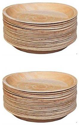 Adaaya Farms Areca Palm Leaf Plate Eco Friendly Disposable Dinnerware Plates Natural and Biodegradable Round Plates 12 inches & Compostable Dinnerware Plates (Pack of 50) Dinner Plate