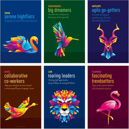 Motivational Birds & Animals Poster - 11.5" X 17.5 Paper Print