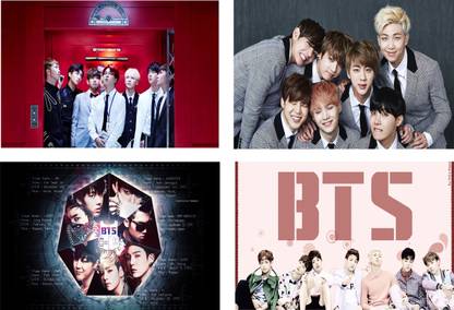 BTS Band Posters for BTS Band Fans with gloss lamination ( paper size 12 x 18 inch) pack of 4…… Fine Art Print