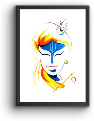 Lord Krishna Art Poster Inframe A1 Size ( 20X30 Inches ) Matte Laminatted Framed Poster Paper Print