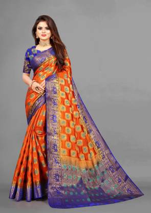 Self Design Banarasi Jacquard Saree with Unstitched Blouse