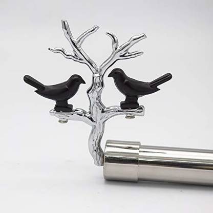 Rab Bracket Stainless Steel Tree Bird Design Curtain Bracket with Center Supports Accessories (Code, bird wengy , Pair 1 ) 0 Shelf Bracket