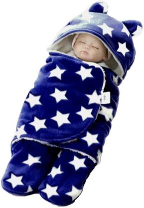 BRANDONN Printed Single Hooded Baby Blanket for  AC Room