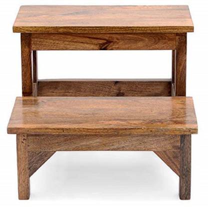 SarCraft Wooden 2 Step Stool for Kitchen | Foot Rest Stool for Living Room | Sheesham Wood, Teak Finish Outdoor & Cafeteria Stool