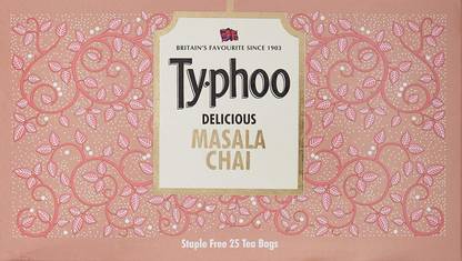 typhoo Delicious Masala Tea Bags Enriched with Cardamom, Nutmeg, Clove & Cinnamon, 25 Tea Bags Masala Tea Bags Box
