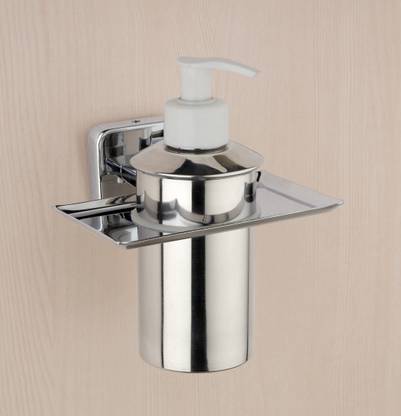 ग्लाज़ियो Stainless Steel and Glass Liquid Soap Dispenser for Bathroom and Wash Basin Hand wash Dispenser Set of 1 स्टील टूथब्रश होल्डर