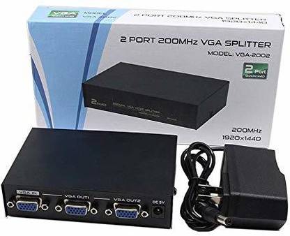 TERABYTE 2 Port VGA Splitter Sharing Switch Box 200MHz 1 Input 2 Output VGA Switcher 1 PC to 2 Monitors SVGA/XGA Video Distributor Converter 1920X1440 Media Streaming Device