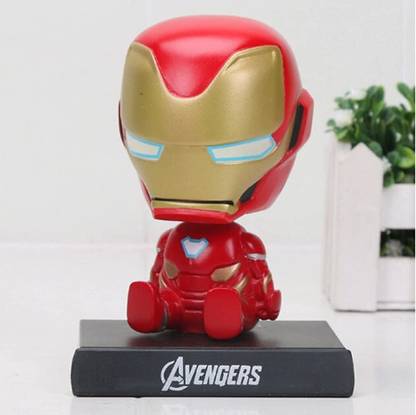 Elegant Lifestyle Super Hero Iron Man Action Figure Limited Edition, Marvel Comics Character, | Tony Stark Avengers | Bobblehead with Mobile Holder for Car Dashboard, Office Desk & Study Table (Pack of 1)