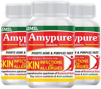 AIMIL Amypure Ayurvedic Blood Purifier Tablets For Pimple Free, Fair & Glowing Skin (Pack of 3)