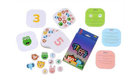 Little Yippees Flippy Card Game, Animals & Numbers Learning, Memory Game, Return Gift for Kids Ages 7and Above