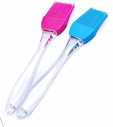 Mudra Flat Pastry Brush silicon, handle material Fiber Flat (Pack of 2) Silicone Flat Pastry Brush
