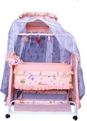बेबी स्माइल New Born Baby Kids Cradle With Mosquito Net / Cradle For Kids / Baby Cradle Swing Jhula / Baby Sleeping Bed With Mosquito Net Protector