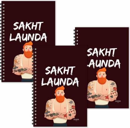 ESCAPER Sakht Launda Hindi Quotes Diaries (Ruled - A5 Size - SUPER SAVER Pack of 3 Diaries) | Slogan Diaries | Quotes on Diaries | Funny Quotes Diaries A5 Diary Ruled 160 Pages