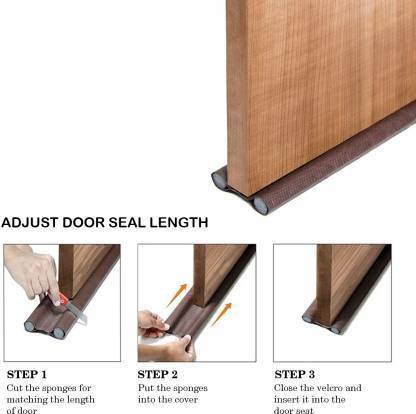 suncircuit Twin Door Draft Guard ,Floor Mounted Door Stopper(39 INCH)-PACK-1 PVC Door Guard Gap Filler for Door Bottom Seal Strip - Sound-Proof, Reduce Noise, Energy Saving Door Stopper for Reduce Door Dust, Insects Protector (39 inches, Brown) Door Mounted Door Stopper