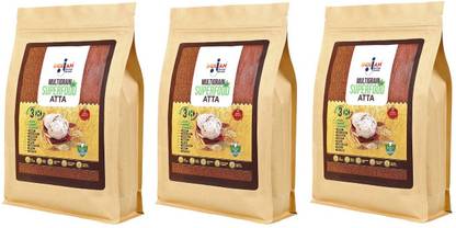 INDIJAN Multigrain 4.5 kg Superfood Atta/Multigrain Atta with 35% Mllets and Superfoods Like Moringa Leaves First Time, Allrounder-100% Tasty, Low Net Crab, High in Protein, Diatery Fibre and Multi Vitamin, One Serve Covers up to 50% of RDA- (5kg Each) - Pack of 3