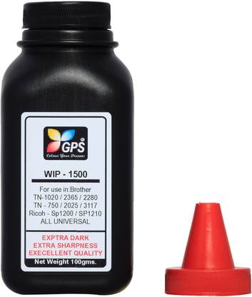 GPS Colour Your Dreams Gps TN360 / Richo Sp 1200 WIP 1500 Comptible Toner Powder For Brother DCP-7030 / 7040 / 7045N / Brother HL-2140 / 2150N / 2170W / Brother MFC 7320 / 7440 / 7345 / 7440N / 7450 / 7840W / 7840N / Richo Sp 1200 / Sp 1200s 100Gm With Nozlle Black Ink Toner Powder