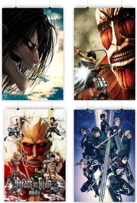 Attack on Titan Combo 565 Pack of 4 for wall decoration Paper Print