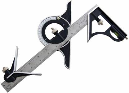Rangwell 12" (300mm) Combination Protractor Tri- Square Angle Ruler Machinist Measuring Tool Set Ruler (Set of 1, Multicolor) Ruler