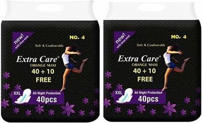 Extra Care Sanitary Pads Orange Maxi for Women | Dry-net Soft & Comfortable Sanitary Napkins for Day & Night Protection Sanitary Pad (Pack of 2) Sanitary Pad