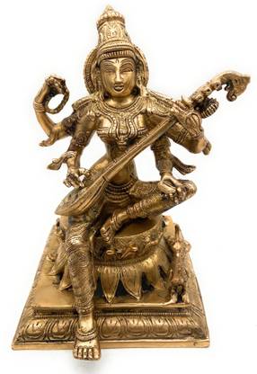 Bhunes Brass Saraswati Murti , Brass Saraswati Statue, Goddess Saraswati Statue , Vidya Devi, Saraswathi Brass Idol , Saraswati Idols , Brass Saraswati , Saraswati Murti Decorative Showpiece  -  30 cm