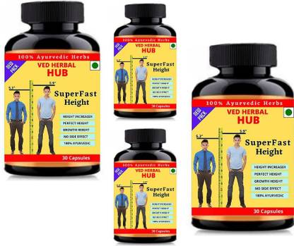 Ved Herbal HUB SUPERFAST HEIGHT, Speed Height, Height Grow, Increase Height, 120 Capsule (Pack 4)