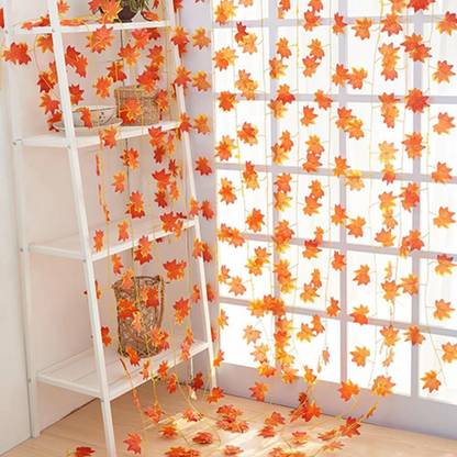 Siddhivinayak Siddhivinayak Artificial Orange Maple Grape Leaves Ivy Vine Garland Hanging for Home Office Living Room Wedding Decor (Pack of 6 Pcs - 7 Ft Each) Artificial Plant