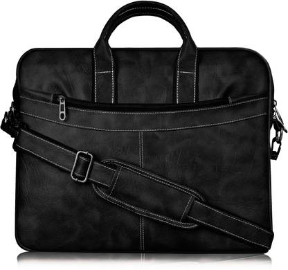 MISHARI Black Color Faux Leather 10L Messenger Bag For Men & Women BG36 Waterproof Messenger Bag