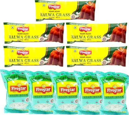 Five Star Agar Agar China Grass Export Quality (8g x 5) Agar Agar China Halwa Grass (8g x 5) Combo Agar Agar Solid