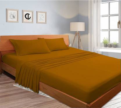 curious lifestyle Cotton Single Flat 210 TC Solid Bedsheet