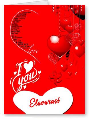 Midas Craft I Love You Elavarasi ….15 Romantic Card Greeting Card
