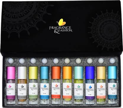 Fragrance & Fashion Set Of 10 Natural & Fancy Attar Of 6 Ml Each Gift Set  Combo Set