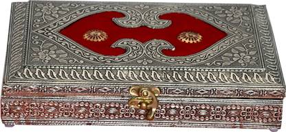 bhagyashree art DRY FRUIT BOX 6X10 INCH Wood, Silver Plated Decorative Platter