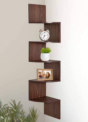 classiconline Wall Mount Corner 5 Tier Engineered Wood Display Unit