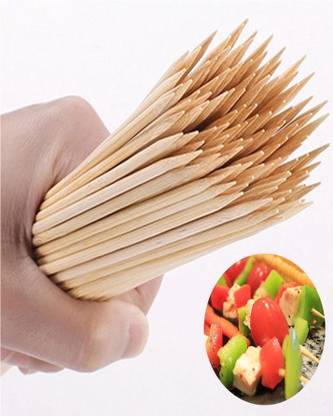 BadiWal BBQ Sticks/Kebab Sticks/Wooden skewers/Bamboo Skewers/Roasting Disposable Wooden Fruit Fork Set Of 100 Kebab stick, roast stick, Bamboo Skewers ,barbecue Sticks Disposable Wood Roast Fork . Disposable Wooden Roast Fork Set