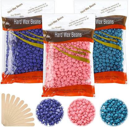 WAIT2SHOP Hard Wax Beans for Hair Removal 300 gm Body Facial Hair Removal Wax Beads Large Refill Faux Pearl Beans with 10 Pieces Waxing Spatulas for Women Men Legs, Face, Underarm, Bikini Wax