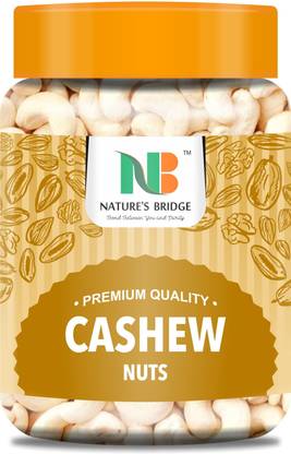 Nature's Bridge Premium Whole Cashew Nuts 250 gm / Kaju Sabut / Kaju / Jumbo size Kaju / Cashew Nuts - 250 gm Jar Pack Hazelnuts